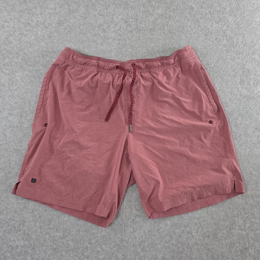 01.Algo Performance Shorts Mens Sz‎ Large Red Stretch Sports Workout Training 8"
